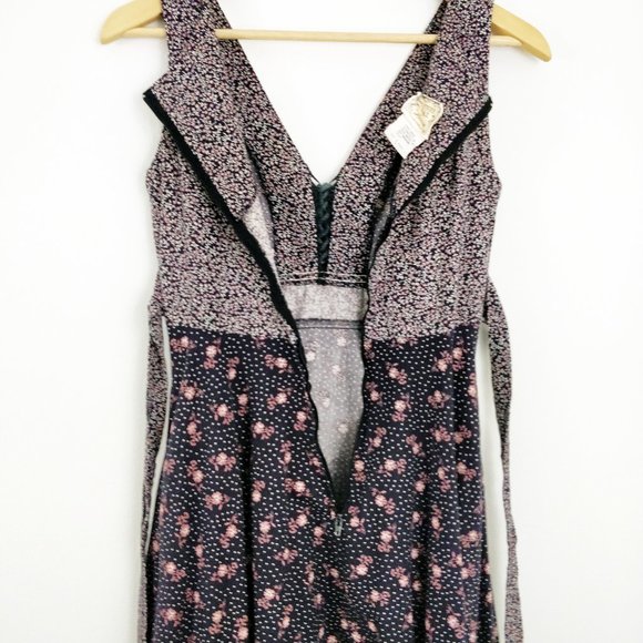 Gunne Sax Calico Floral Brown Pink Corset Sundress - Picture 15 of 16